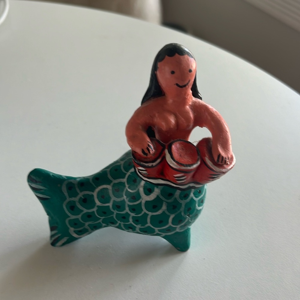 Tabletop Bongo Coastal Mermaid Figurine Wooden